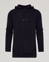 Black Tall Waffle Hoodie with drawstring hood, ribbed cuffs, and kangaroo pocket.