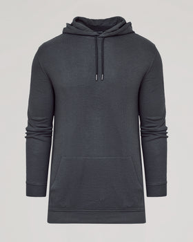 Carbon Tall Waffle Hoodie with drawstring hood and kangaroo pocket.