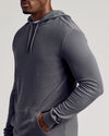 Carbon Tall Waffle Hoodie with drawstring hood and kangaroo pocket.