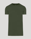 Grove Tall Pima Cotton Blend Crew in solid olive green, featuring a classic crew neck and comfortable short sleeves, perfect for men's basics wardrobe staples.