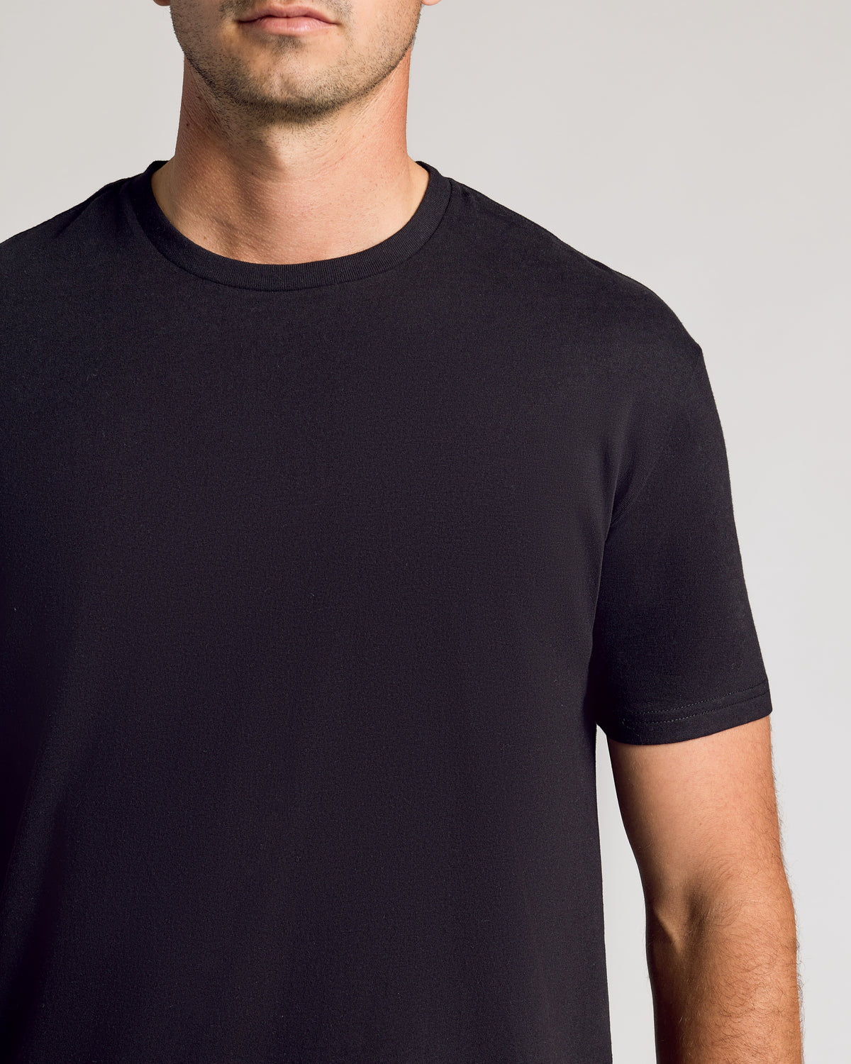 Black & White Classic Tall Curved Hem Crew 10-Pack on model.