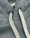 Medium Heather Gray Tall Fleece French Terry Pullover Hoodie with white drawcords.