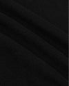 Close-up view of soft black fabric texture showcasing the material of the Black Tall Heavyweight Curved Hem Crew, a men's basics essential.