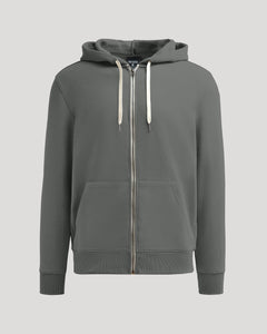 True ClassicCarbon Fleece French Terry Zip Hoodie with kangaroo pockets and ribbed cuffs.