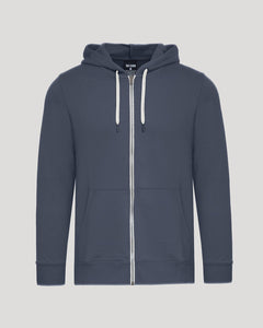 True ClassicStormy Fleece French Terry Zip Hoodie with white zipper and drawcords.