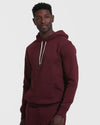 Mahogany Fleece French Terry Pullover Hoodie worn by male model.
