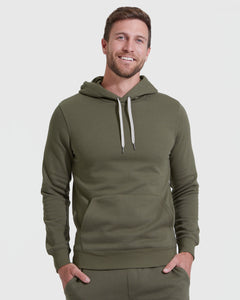True ClassicMan in Military Green Fleece French Terry Pullover Hoodie.