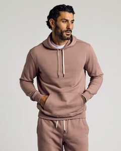 True ClassicMan in Slate Mauve Fleece French Terry Pullover Hoodie with sweatpants.