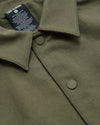 Military Green Casual Jacket with pointed collar and snap buttons.