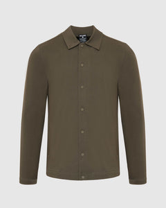 True ClassicMilitary Green Coaches Jacket with snap buttons and concealed side pockets.
