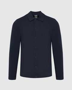 True ClassicNavy Coaches Jacket with snap-button closure and shirt-style collar.