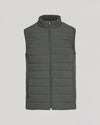 Carbon Puffer Vest, sleeveless, quilted, with zipper and stand-up collar.