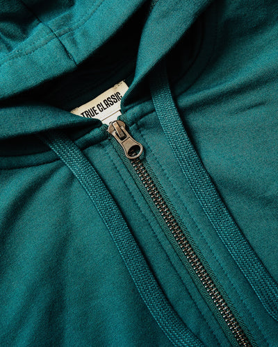Womens Deep Emerald Crop Zip Hoodie