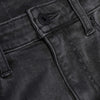 Gray Wash Slim Comfort Stretch Jeans waistband with belt loops and matte-black button.