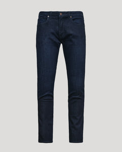 True ClassicIndigo Wash Slim Comfort Stretch Jeans, front view, slim fit.