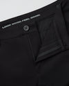Black Slim Comfort Knit Chino Pant with unbuttoned waistband, revealing label.