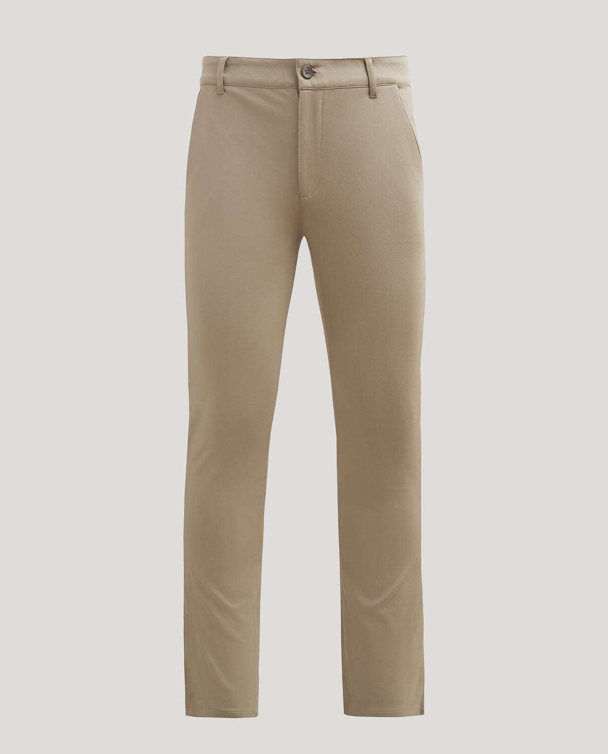 Khaki Slim Comfort Knit Chino Pant, light khaki, flat display.
