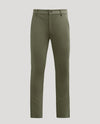 Military Green Slim Comfort Knit Chino Pant with button and zip fly.
