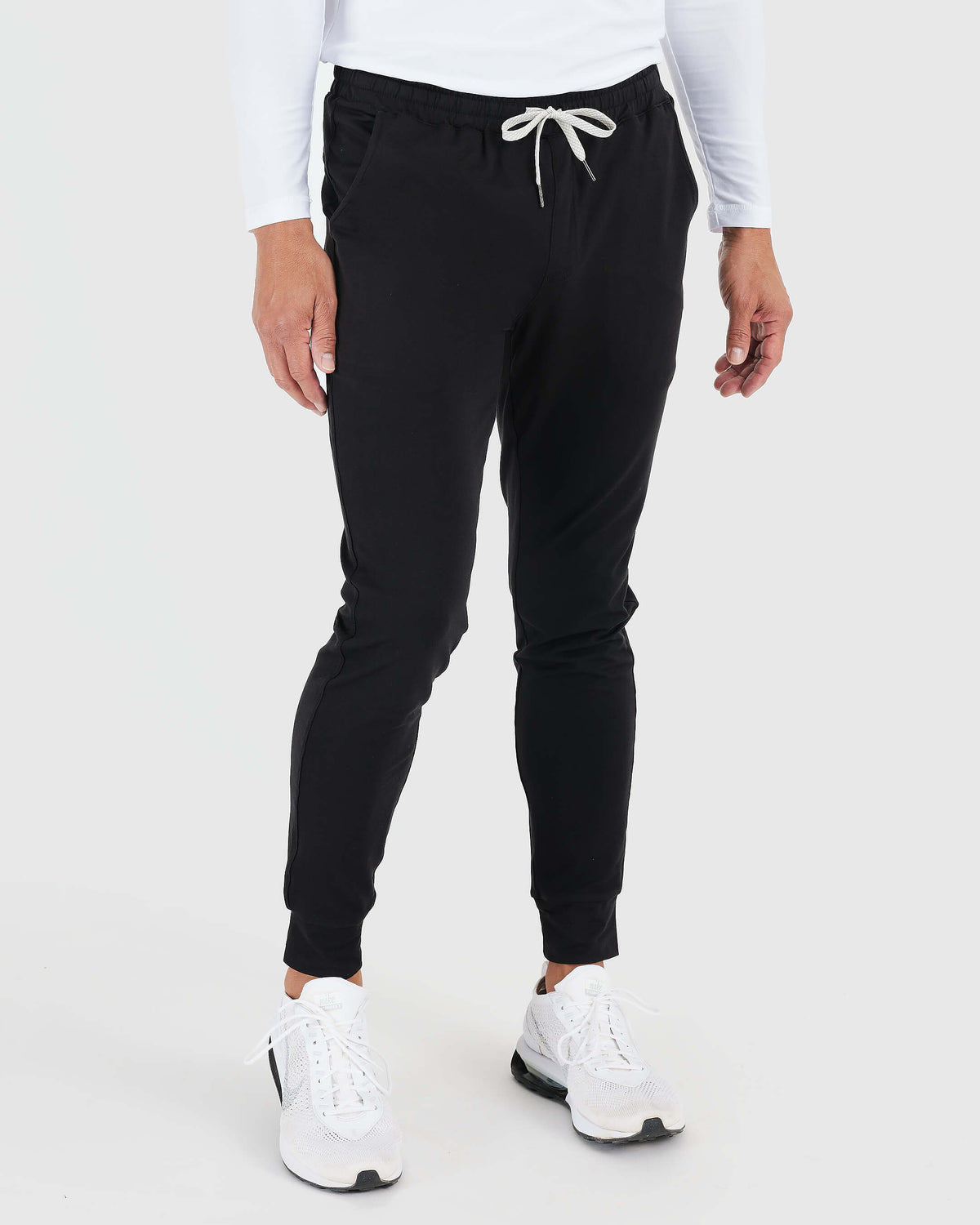 Hoodie & Active Jogger 3-Pack: Black joggers with elastic waistband and drawstring.