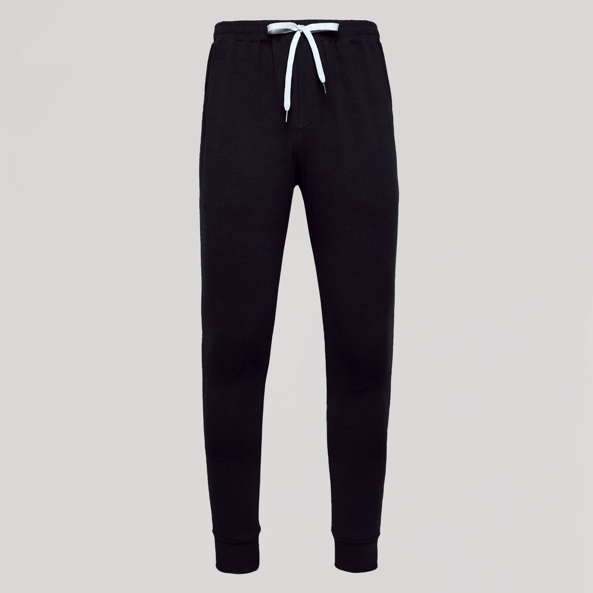 Black Active Joggers with white drawstring and side pockets.