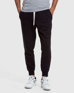 True ClassicBlack Fleece French Terry Joggers with ribbed cuffs and drawstring.