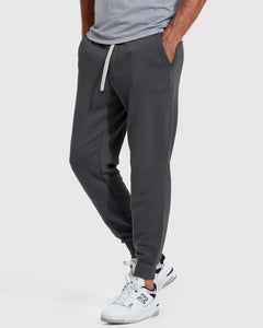 True ClassicCarbon Fleece French Terry Joggers with side pockets and white drawstring.