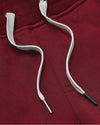 Dark Maroon Pullover Fleece Crew & Jogger waistband with drawstring.