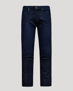 True ClassicIndigo Wash Straight Comfort Stretch Jeans, classic five-pocket style, front view.
