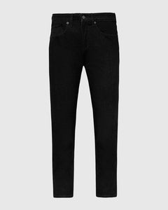 True ClassicBlack Wash Slim Authentic Denim Jeans, front view, five-pocket style, buttoned waistband.