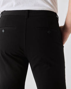 True ClassicBlack Slim Twill Chino Pant with belt loops and buttoned welt pockets.