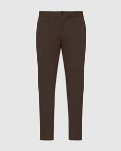 True ClassicDark Oak Slim Twill Chino Pant with belt loops and tapered leg.