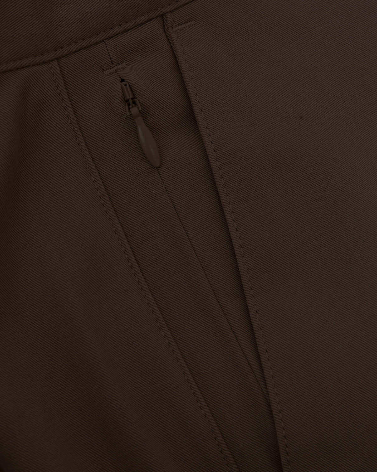 Dark Oak Slim Twill Chino Pant with invisible zipper in sturdy twill.