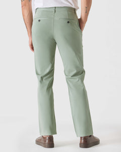 True ClassicMeadow Straight Twill Chino Pant, back view, light sage-green.