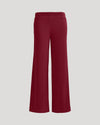 Womens Dark Maroon Waffle Wide Leg Pants with elastic waistband.