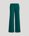 Womens Deep Emerald Waffle Wide Leg Pants front view showing relaxed fit.