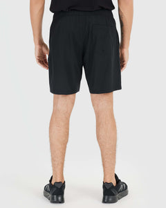 True ClassicBlack Active Quick Dry Shorts with Liner, rear view, elastic waistband.