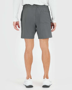 True ClassicCarbon Active Quick Dry Shorts with Liner, back view on model.