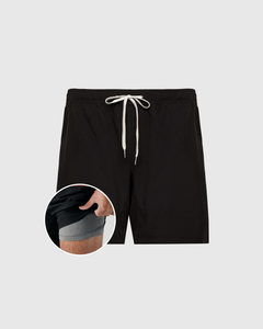 True ClassicBlack Active Quick Dry Shorts with Liner featuring grey compression liner and drawstrings.