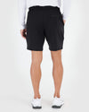 Black & Dark Heather Navy Active Comfort Shorts rear view showing zip pocket.