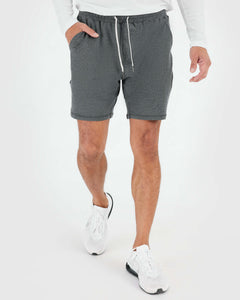 True ClassicNeutral Tones Active Comfort Shorts 2-Pack worn with white sneakers.