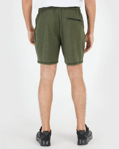 True ClassicRear view of olive-green Dark Heather Military Green Active Comfort Short.
