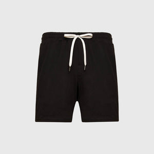 True ClassicBlack Active Comfort Shorts with elastic waistband, white drawstring, side pockets.