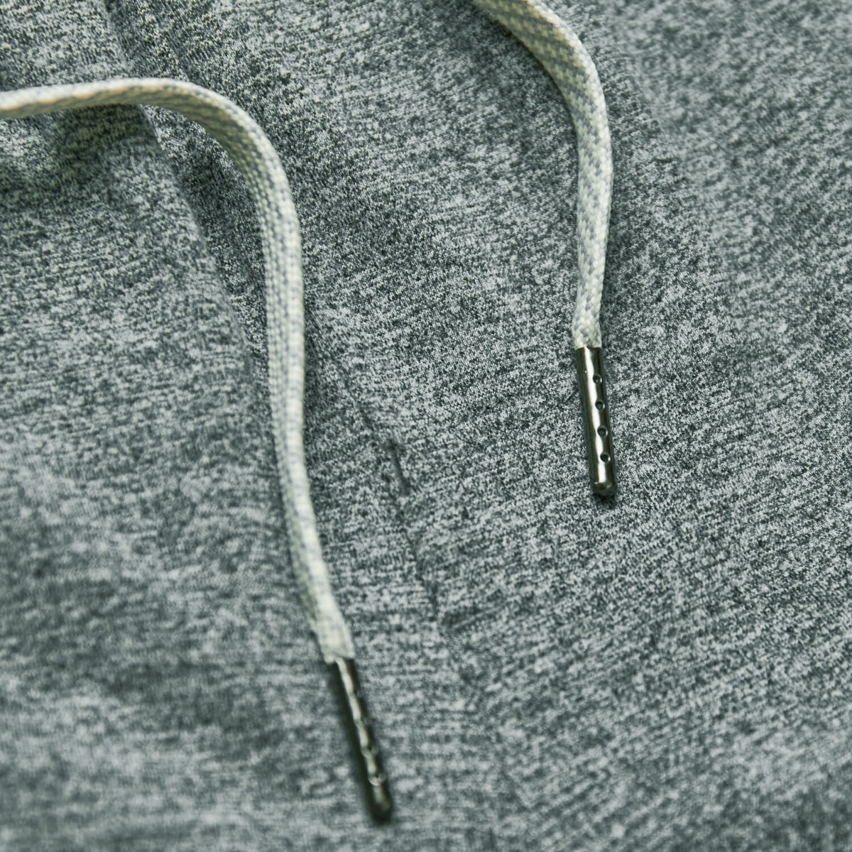 Heather Gray Active Comfort Shorts with metal-tipped braided drawcord.