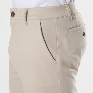 True ClassicSandstone Neutral Chino Shorts with belt loops and side pockets.