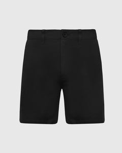 True Classic7 Black Classic Twill Shorts with buttoned waistband and belt loops.