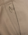 7 Khaki Classic Twill Shorts with visible seam stitching and zipper detail.