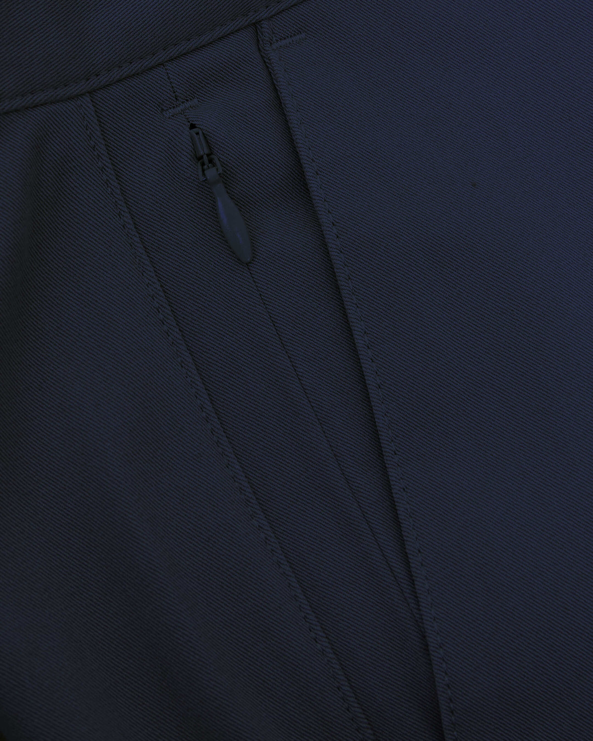 7 Navy Classic Twill Shorts with concealed zipper and precise stitching.