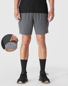 True ClassicCarbon 7 2-in-1 Training Shorts with inner liner pocket.