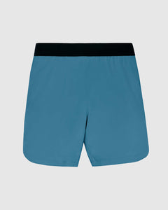 True ClassicSapphire 7 Active Training Short with black waistband and zippered pockets.