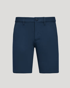 True Classic9 Navy Classic Chino Shorts 2.0 with pockets, knee-length.